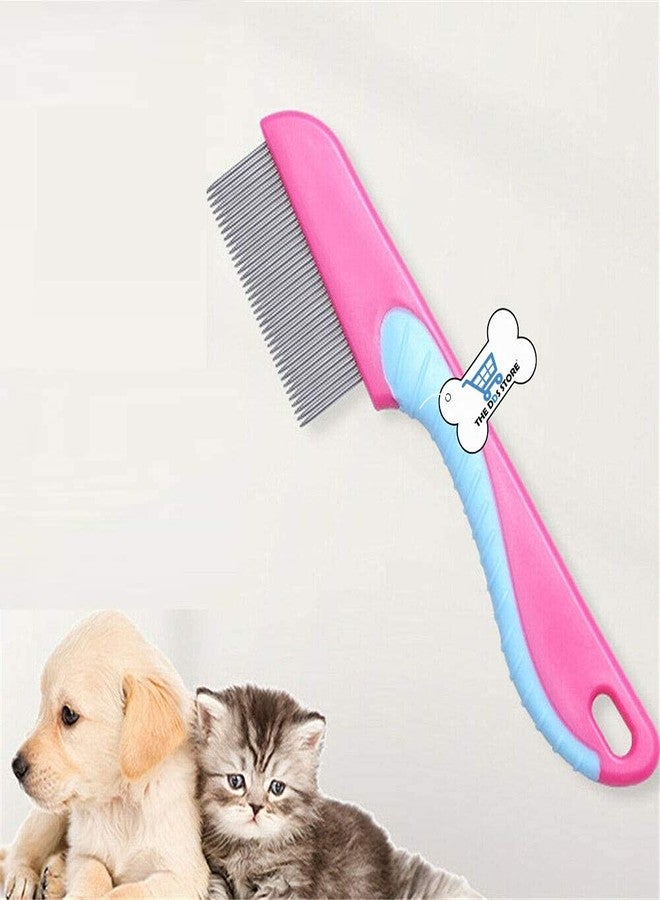 THE DDS STORE Flea Comb Pet Stainless Steel Tooth Flea Lice Tear Stain Remover Comb Pet Hair Nit Comb Brush for Long or Medium Haired Dogs and Cats - Image 1